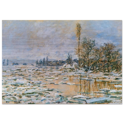 Breakup of Ice, Lavacourt, Grey Weather - claude monet Brushed Aluminum Print - 70x100 cm / 28x40 inches | claude monet Aluminum Print | claude monet Prints