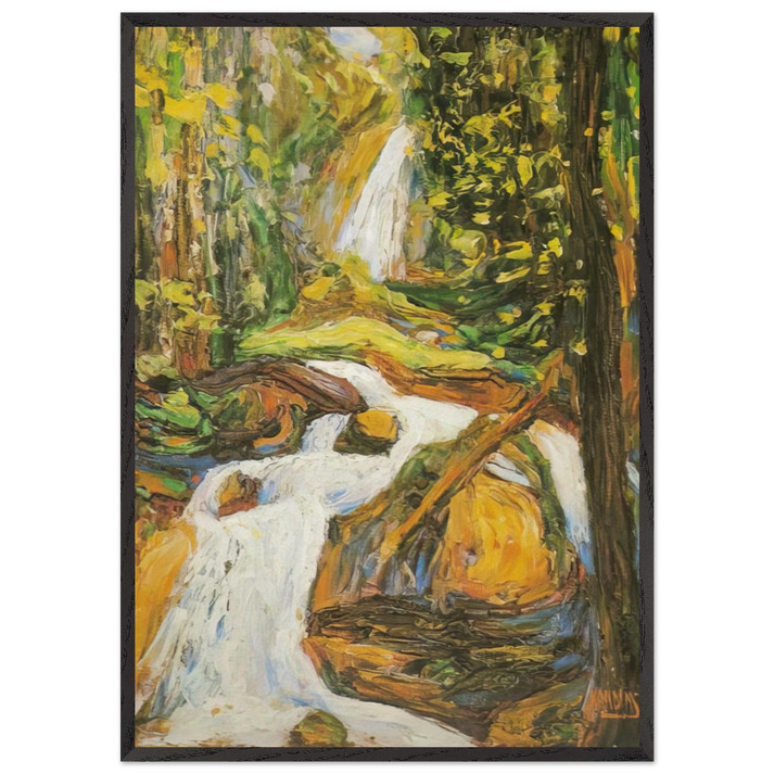KOCHEL WATERFALL I - Wassily Kandinsky 70x100 cm / 28x40 inches Framed Art Print – Black Wooden Frame