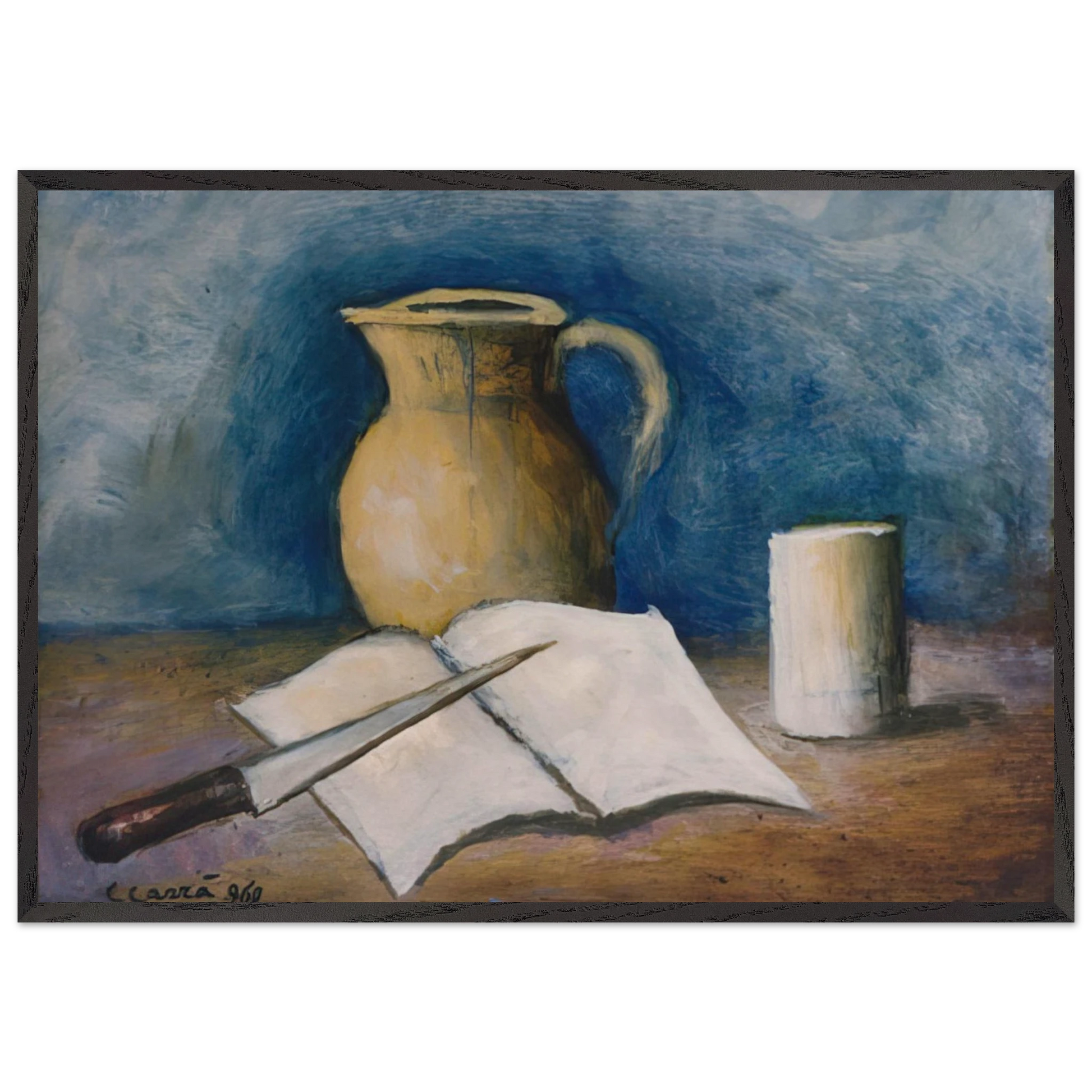 NATURA MORTA - Carlo Carra Framed Art Print – Black Wooden Frame - Default Title - -Framed Art Print