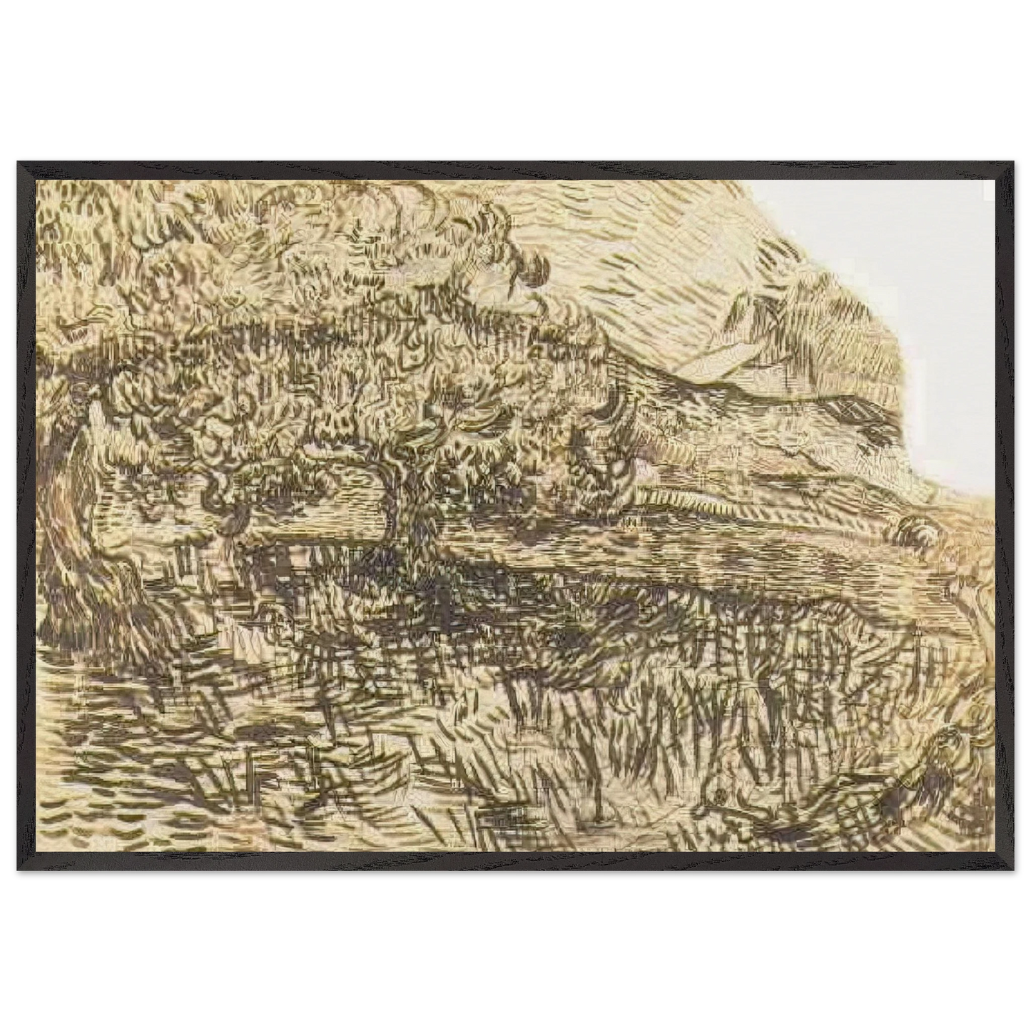 Olive Trees in a Mountain Landscape - Vincent van Gogh Framed Art Print – Black Wooden Frame - Default Title - -Framed Art Print