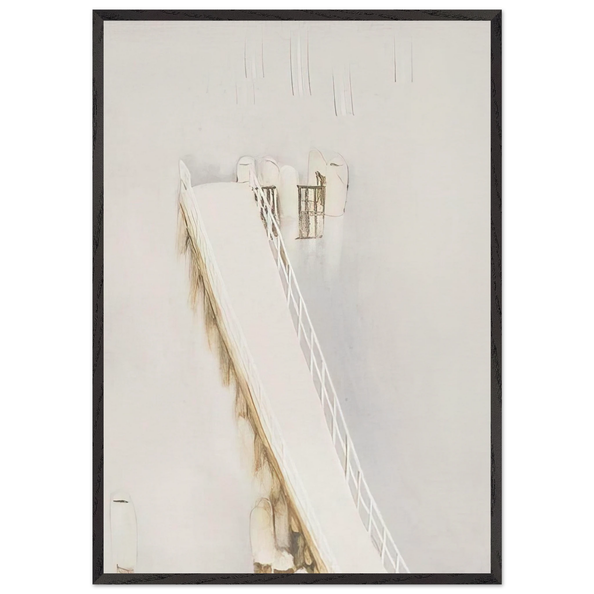 Lavender Bay Pier in the Rain - 1976 - Brett Whiteley Framed Art Print – Black Wooden Frame - Default Title - -Framed Art Print