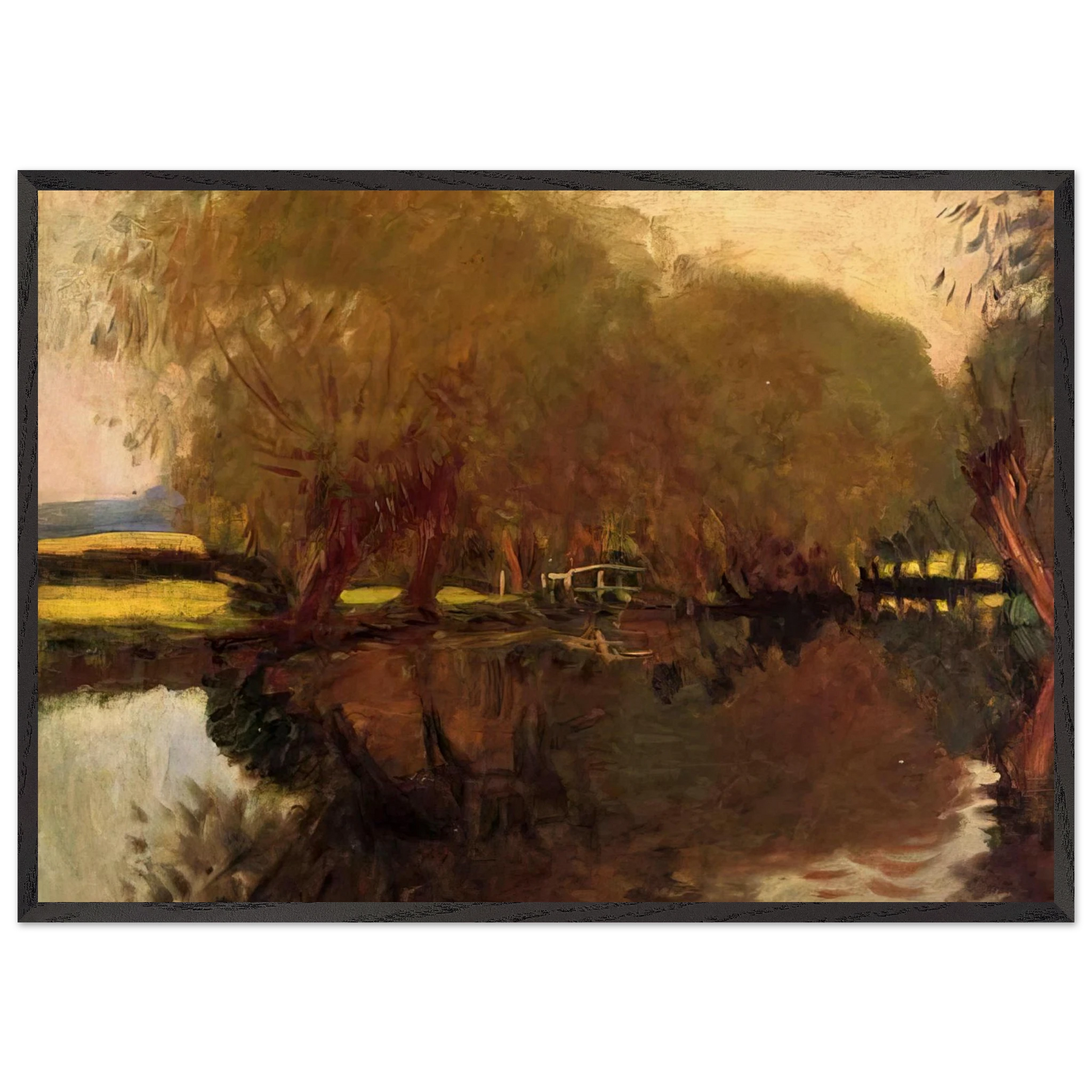A Backwater at Calcot Near Reading - John Singer Sargent Framed Art Print – Black Wooden Frame - Default Title - -Framed Art Print