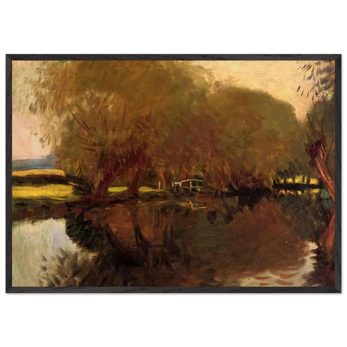 A Backwater at Calcot Near Reading - John Singer Sargent 70x100 cm / 28x40 inches Framed Art Print – Black Wooden Frame