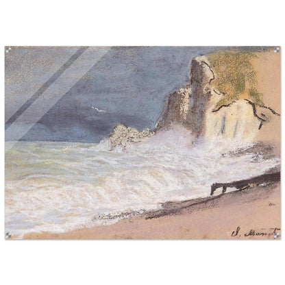 The Manneport, Etretat - Amont Cliff, Rough Weather - claude monet Acrylic Print - 70x100 cm / 28x40″ inches