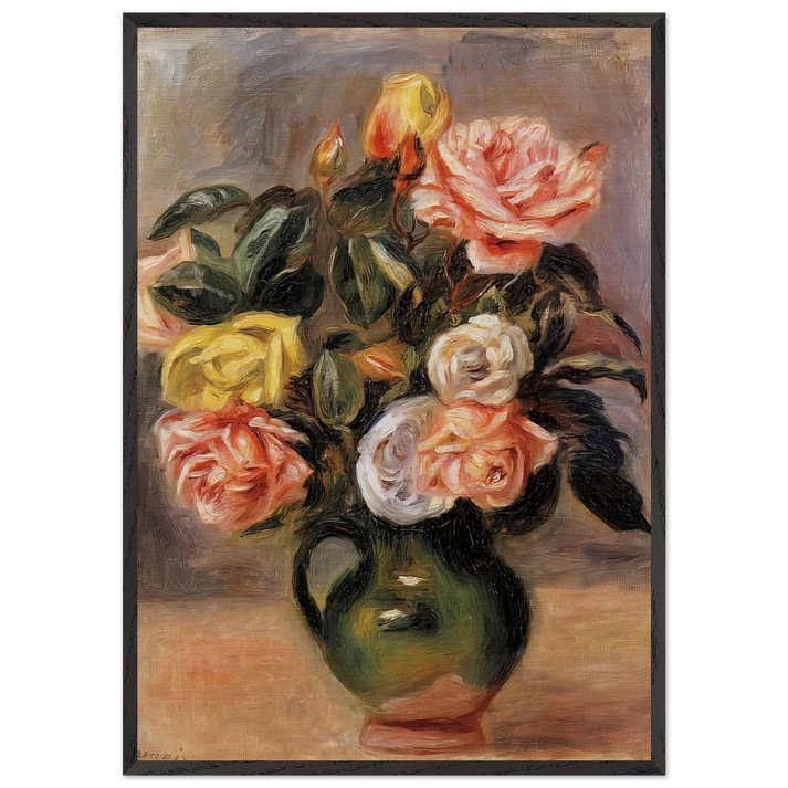 BOUQUET OF ROSES N2 - Pierre-Auguste Renoir 70x100 cm / 28x40 inches Framed Art Print – Black Wooden Frame