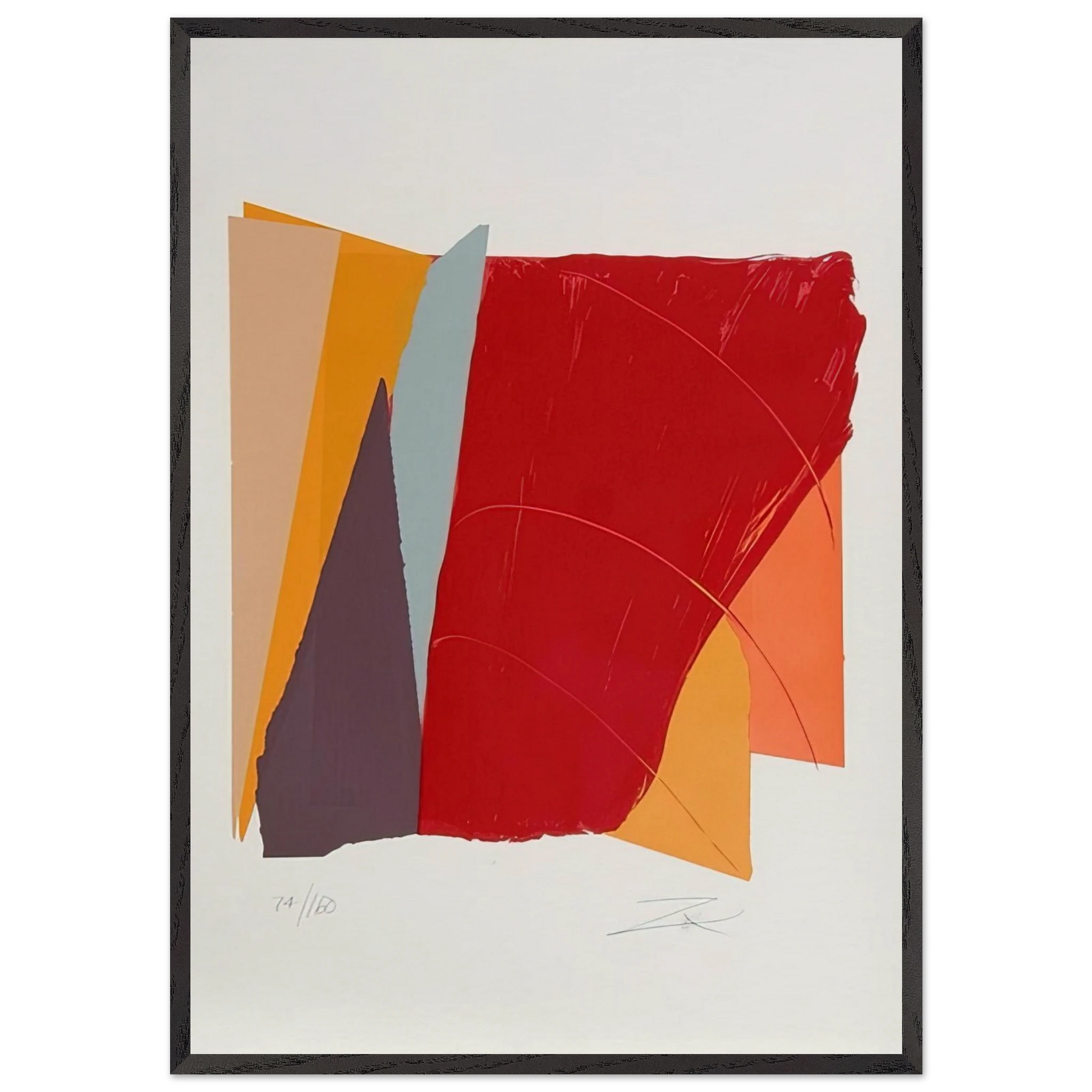 Red Line I - 1979 - Larry Zox 70x100 cm / 28x40 inches Framed Art Print – Black Wooden Frame