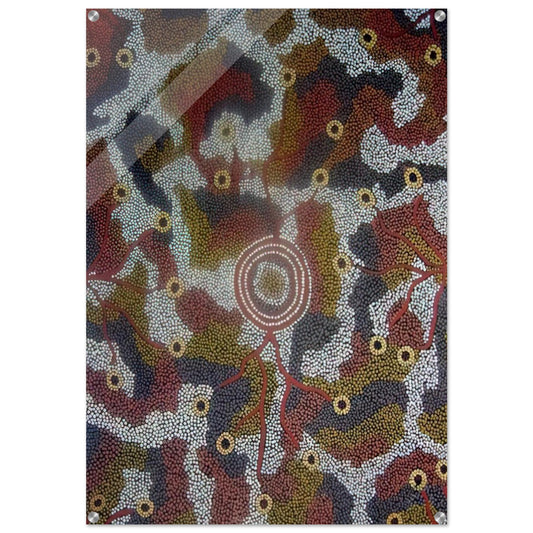 Marla Dreaming - 1987 - Clifford Possum Tjapaltjarri Acrylic Print - 70x100 cm / 28x40″ inches | Clifford Possum Tjapaltjarri Wall Art | Clifford Possum Tjapaltjarri Prints
