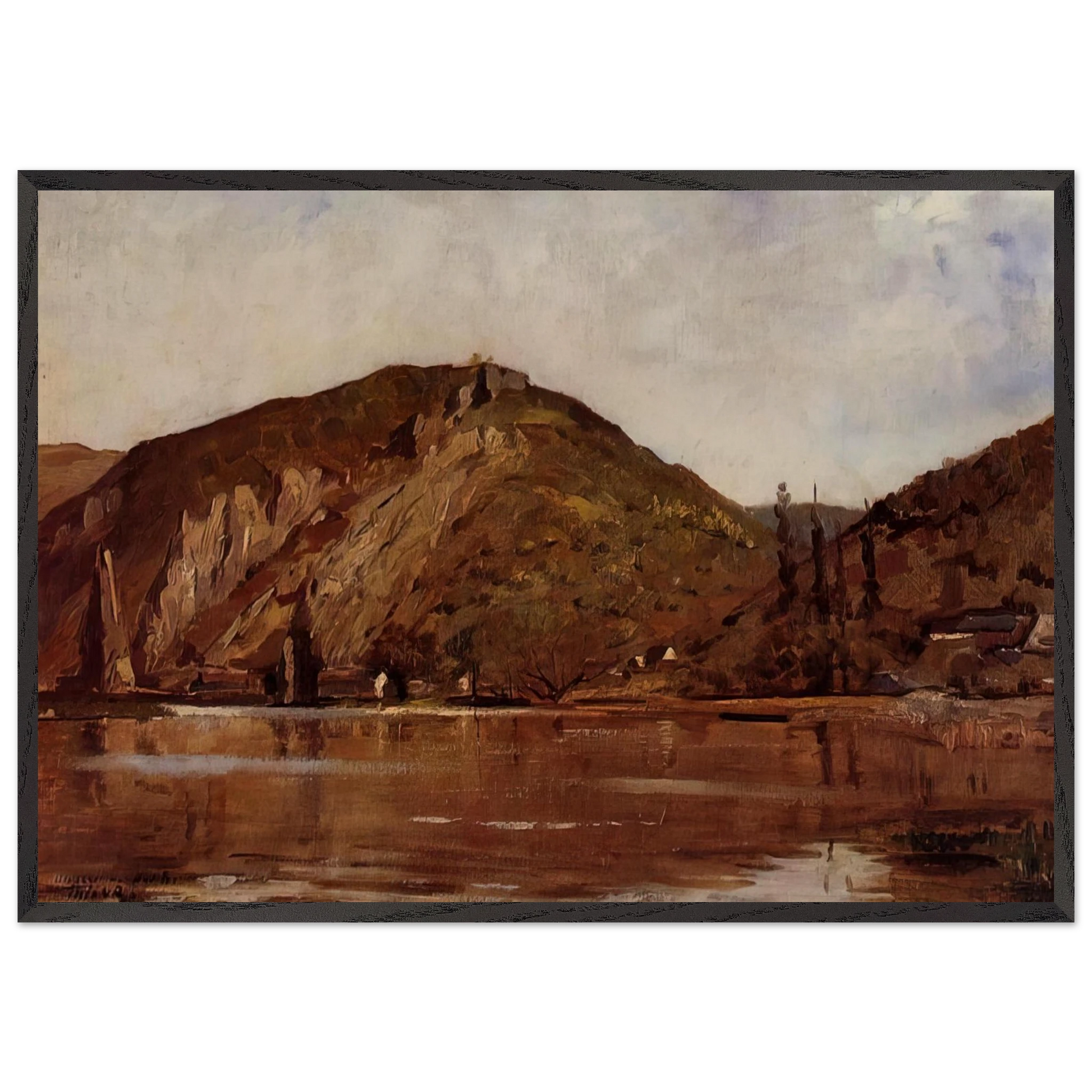 MEUSE RIVER AROUND NAMUR 1880 - Theo van Rysselberghe Framed Art Print – Black Wooden Frame - Default Title - -Framed Art Print