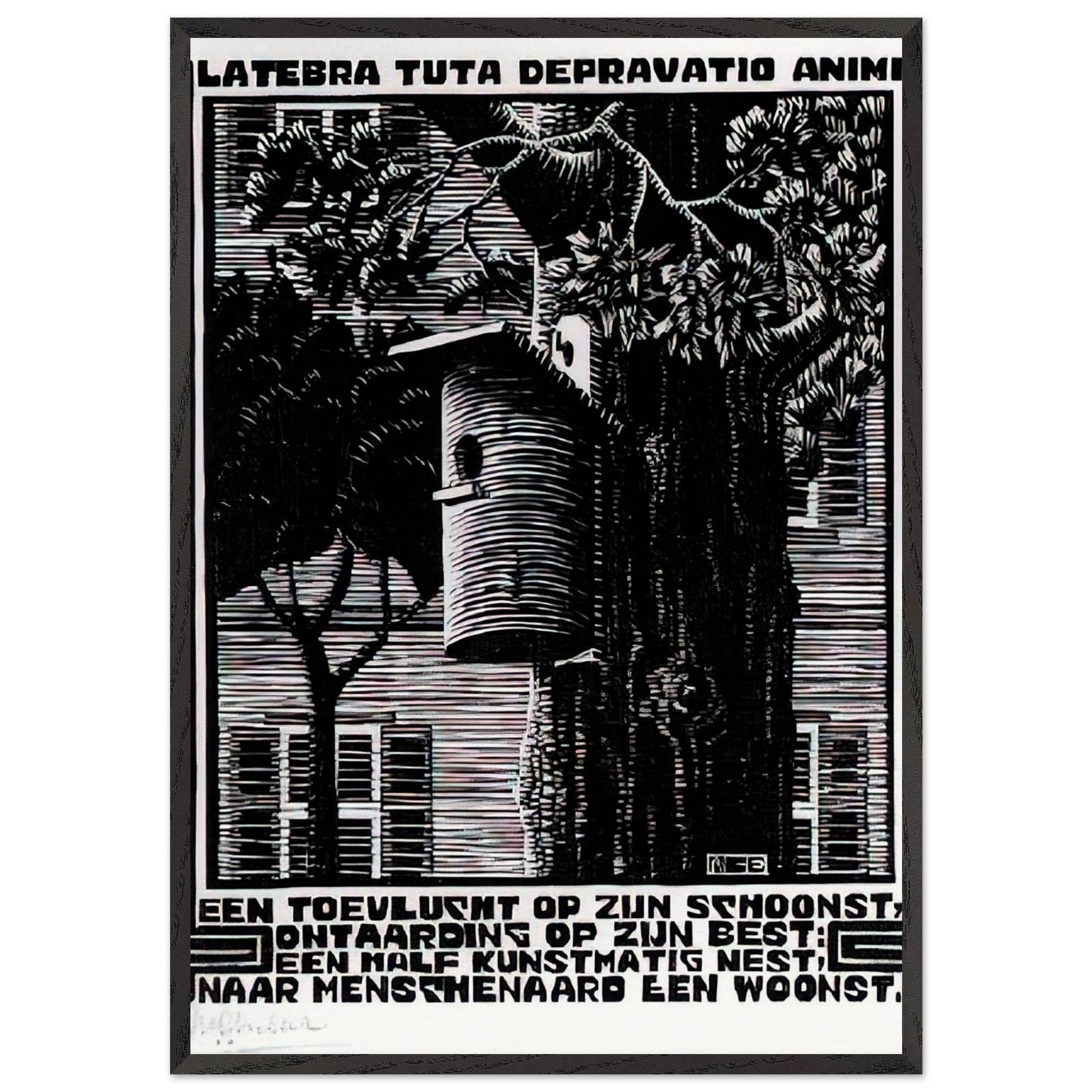 EMBLEMATA RETREAT - MC Escher Framed Art Print – Black Wooden Frame - Default Title - -Framed Art Print