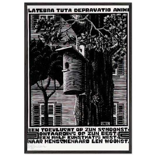 EMBLEMATA RETREAT - MC Escher Framed Art Print – Black Wooden Frame - Default Title - -Framed Art Print