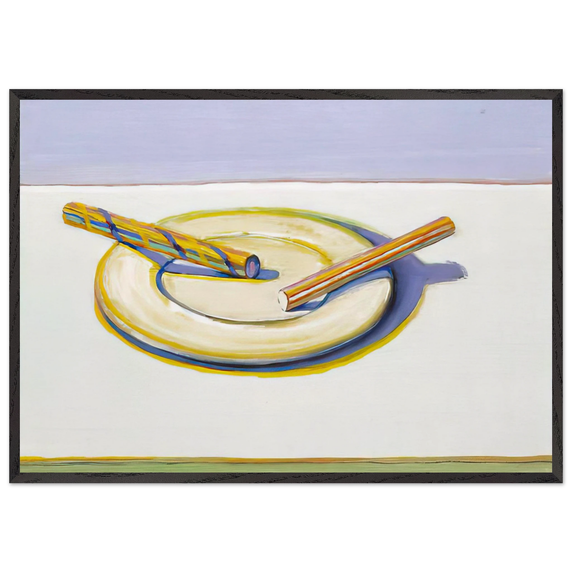 Two Candy Sticks - 2004 - Wayne Thiebaud Framed Art Print – Black Wooden Frame - Default Title - -Framed Art Print