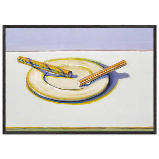 Two Candy Sticks - 2004 - Wayne Thiebaud Framed Art Print – Black Wooden Frame - Default Title - -Framed Art Print