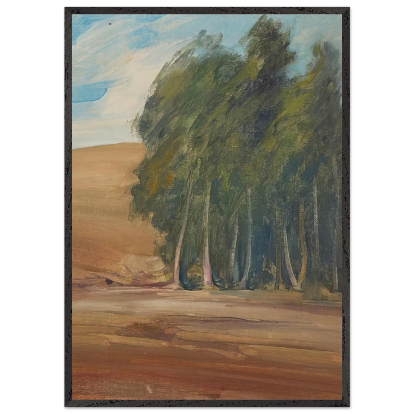 A Grove of Windswept Trees - Tonalism - Xavier Martinez Framed Art Print – Black Wooden Frame - Default Title - -Framed Art Print