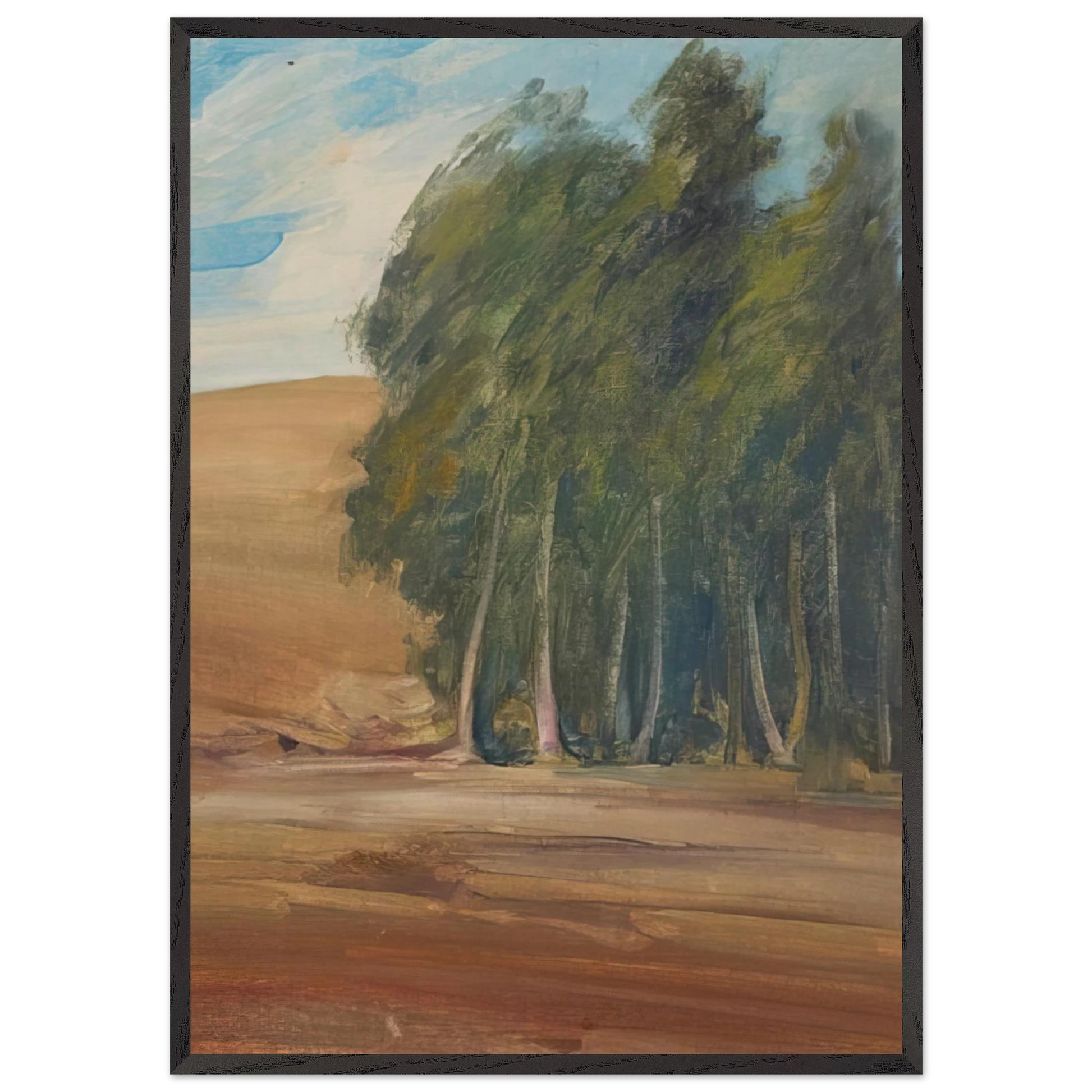 A Grove of Windswept Trees - Tonalism - Xavier Martinez Framed Art Print – Black Wooden Frame - Default Title - -Framed Art Print