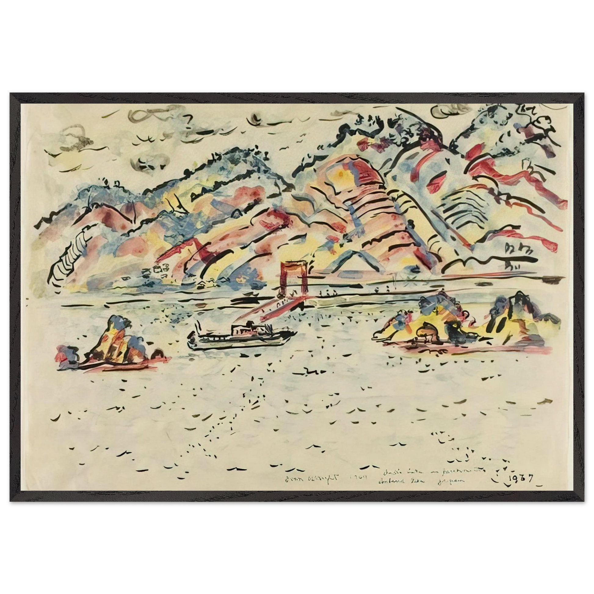 INLAND SEA JAPAN 1967 - Ivan Albright Framed Art Print – Black Wooden Frame - Default Title - -Framed Art Print