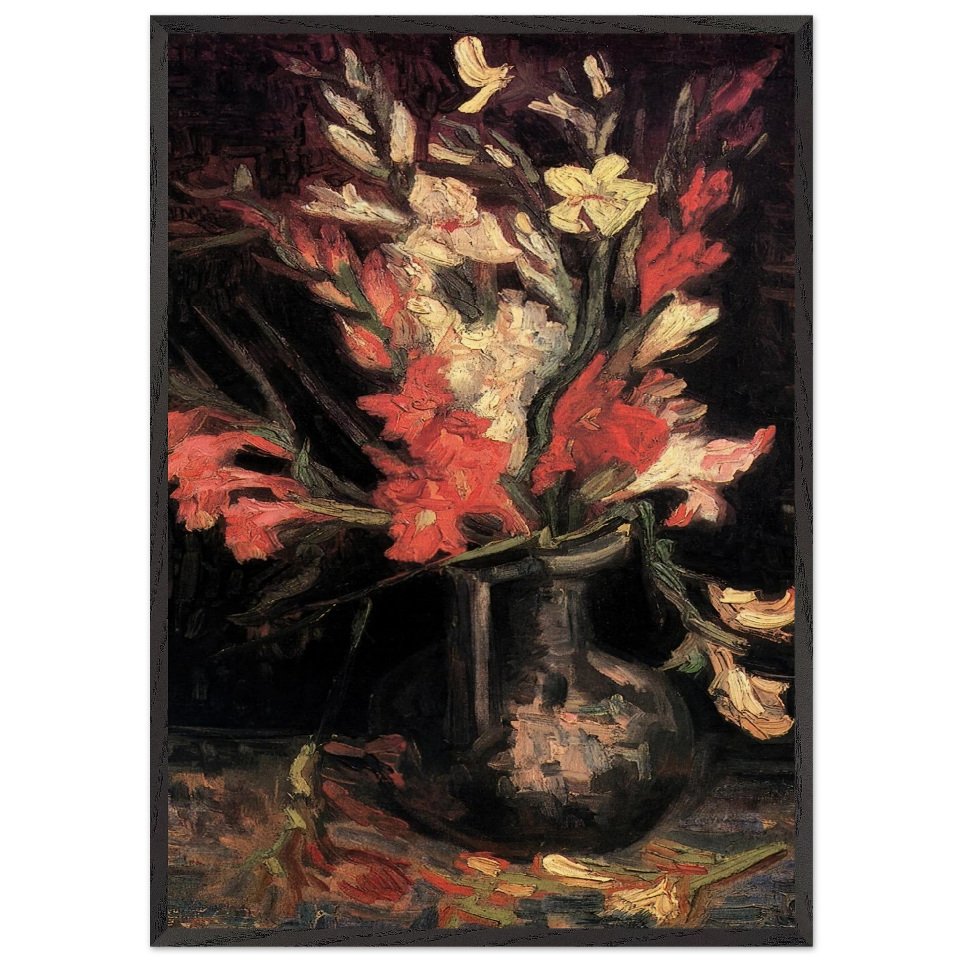 Vase with Red Gladioli - Vincent van Gogh Framed Art Print – Black Wooden Frame - Default Title - -Framed Art Print