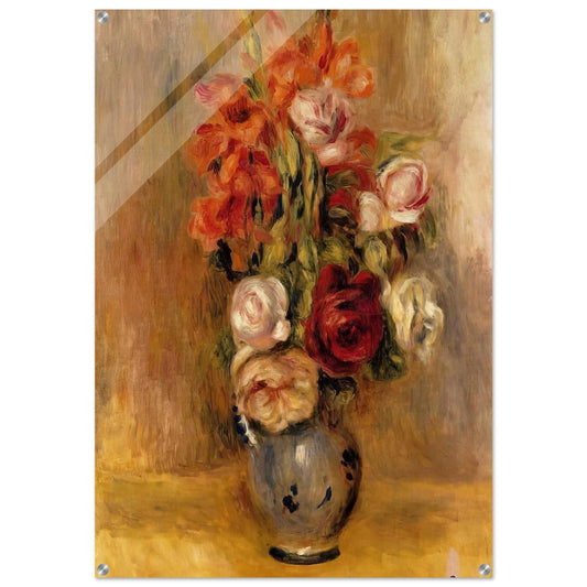 Vase of Gladiolas and Roses - Pierre-Auguste Renoir Acrylic Print - 70x100 cm / 28x40″ inches | Pierre-Auguste Renoir Wall Art | Pierre-Auguste Renoir Prints
