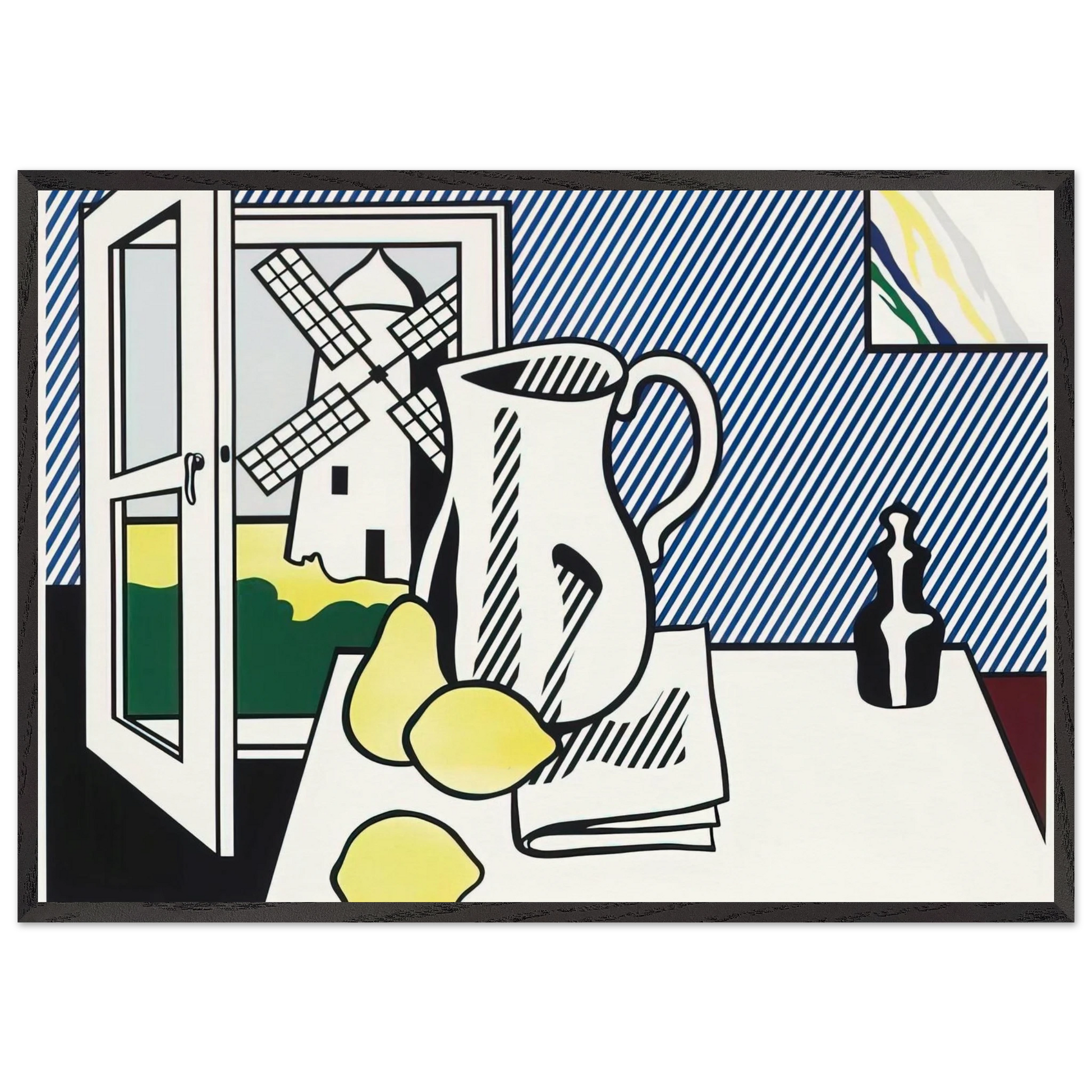 STILL LIFE WITH WINDMILL 1974 - Roy Lichtenstein Framed Art Print – Black Wooden Frame - Default Title - -Framed Art Print
