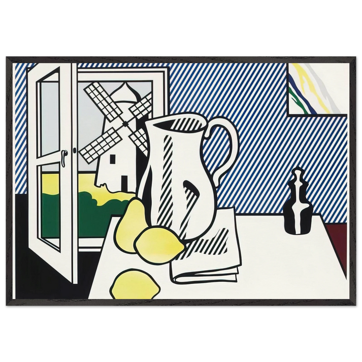 STILL LIFE WITH WINDMILL 1974 - Roy Lichtenstein 70x100 cm / 28x40 inches Framed Art Print – Black Wooden Frame