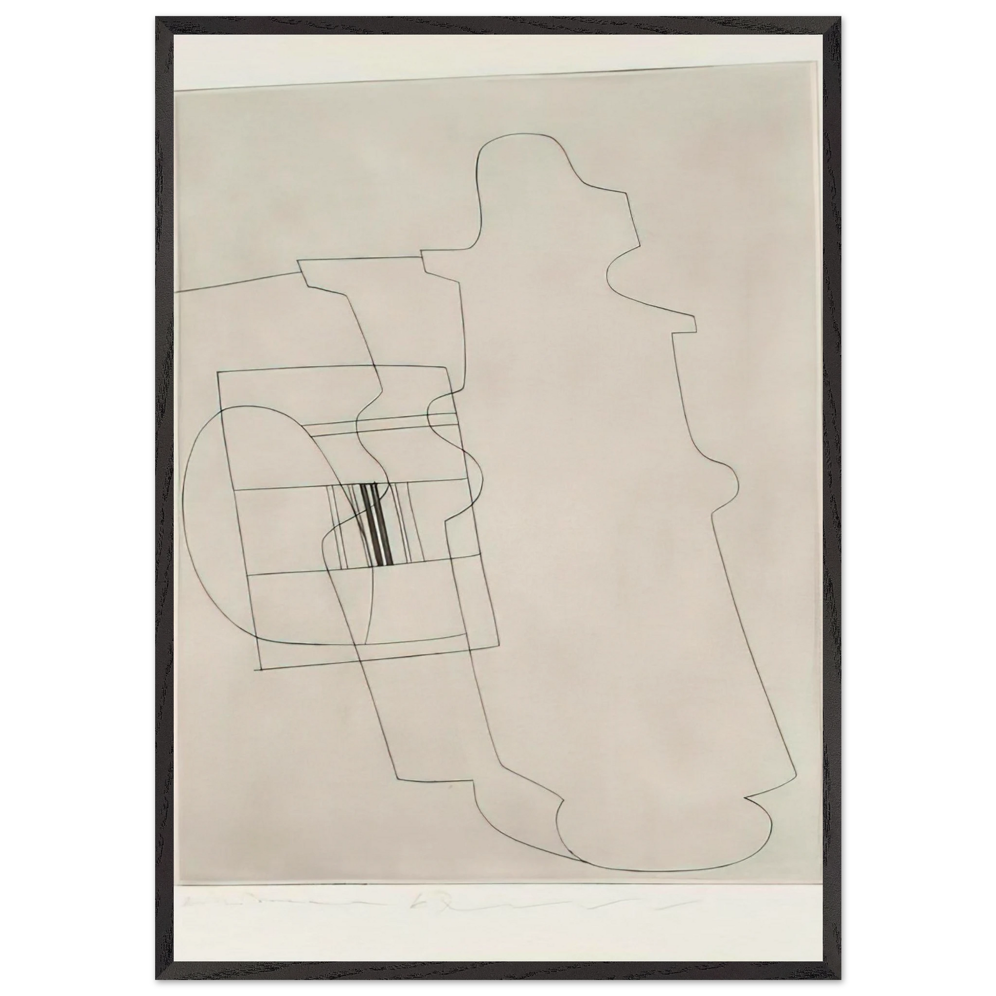 Glass topped bottle - 1967 - Ben Nicholson Framed Art Print – Black Wooden Frame - Default Title - -Framed Art Print