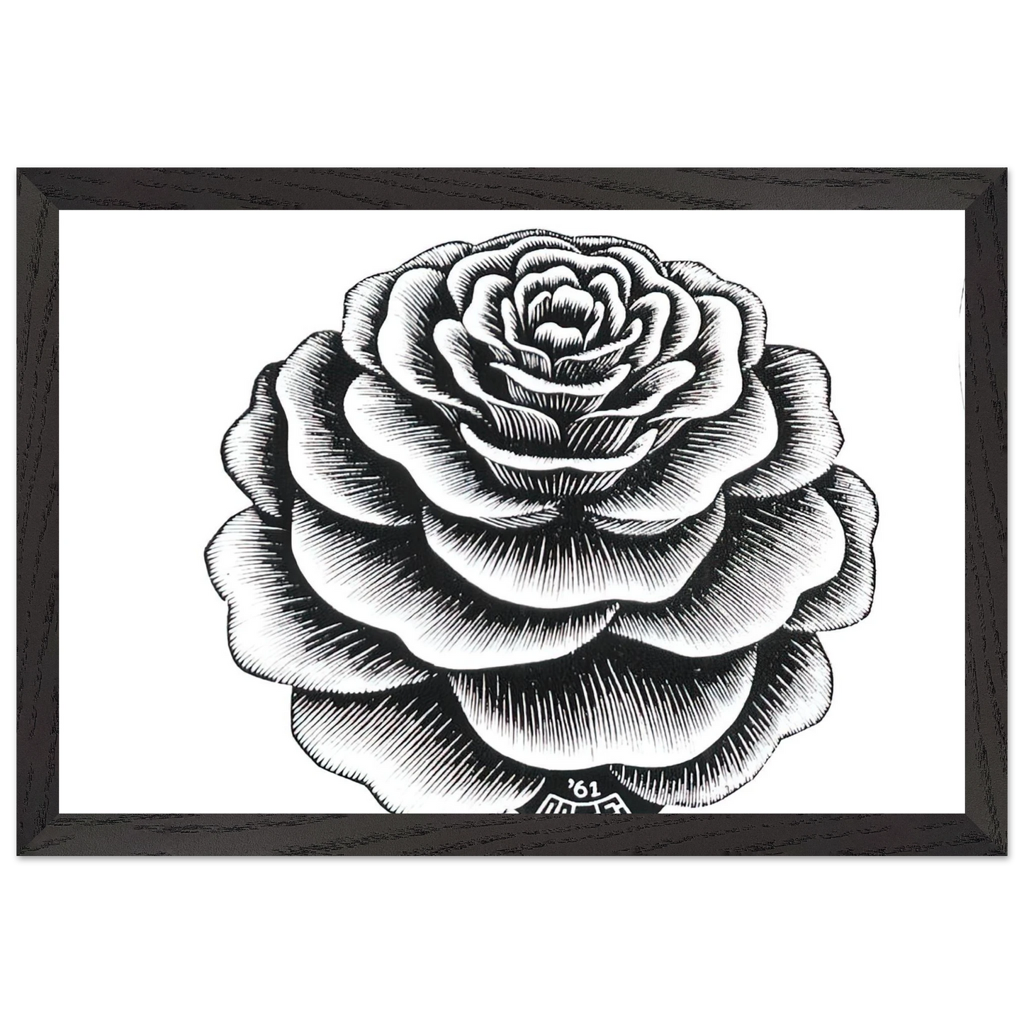 MC Escher - FLOWER 1 Wall Art - 21x29.7 cm / 8x12" - Premium Wooden Framed Poster With Fine Art Paper - Black frame
