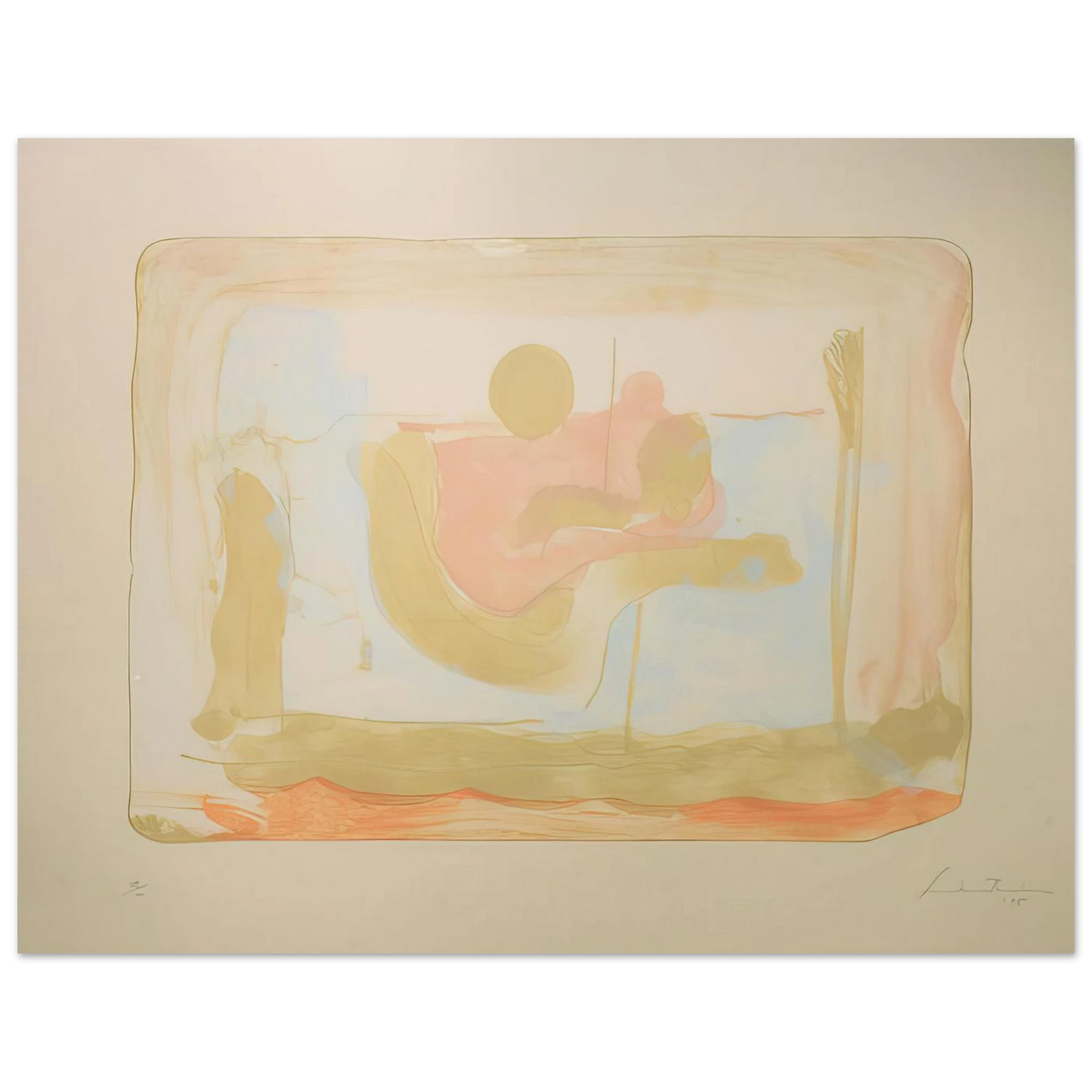 Helen Frankenthaler - Reflections I - 1995 Wall art - 40x50 cm / 16x20 inches - Premium Wooden Framed Poster With Fine Art Paper - Black frame