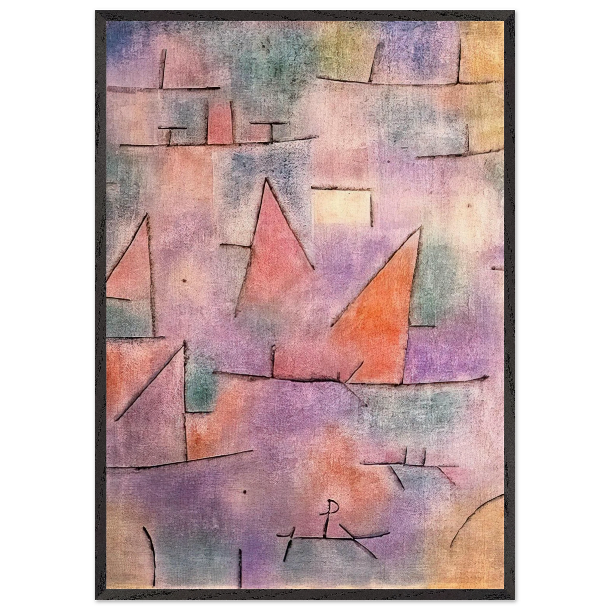 HARBOUR WITH SAILING SHIPS 1937 - Paul Klee Framed Art Print – Black Wooden Frame - Default Title - -Framed Art Print