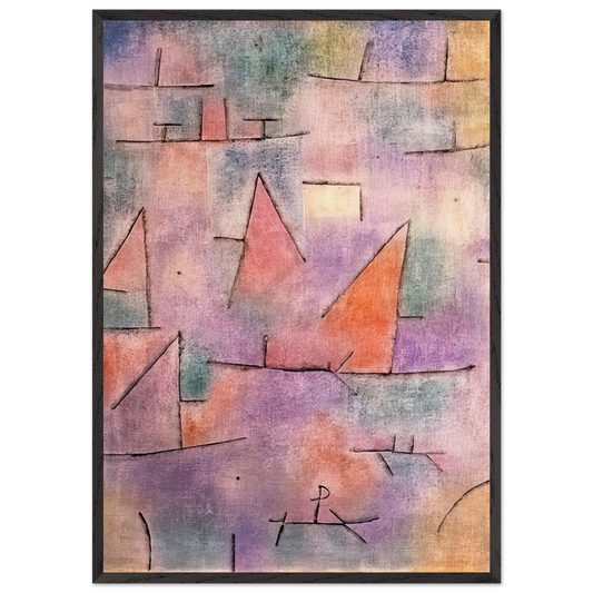 HARBOUR WITH SAILING SHIPS 1937 - Paul Klee 70x100 cm / 28x40 inches Framed Art Print – Black Wooden Frame
