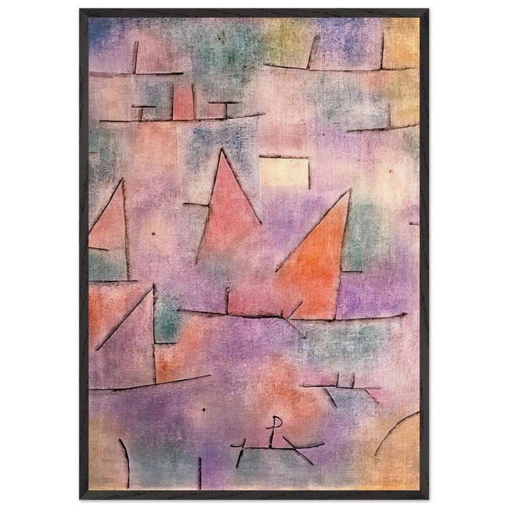 HARBOUR WITH SAILING SHIPS 1937 - Paul Klee 70x100 cm / 28x40 inches Framed Art Print – Black Wooden Frame