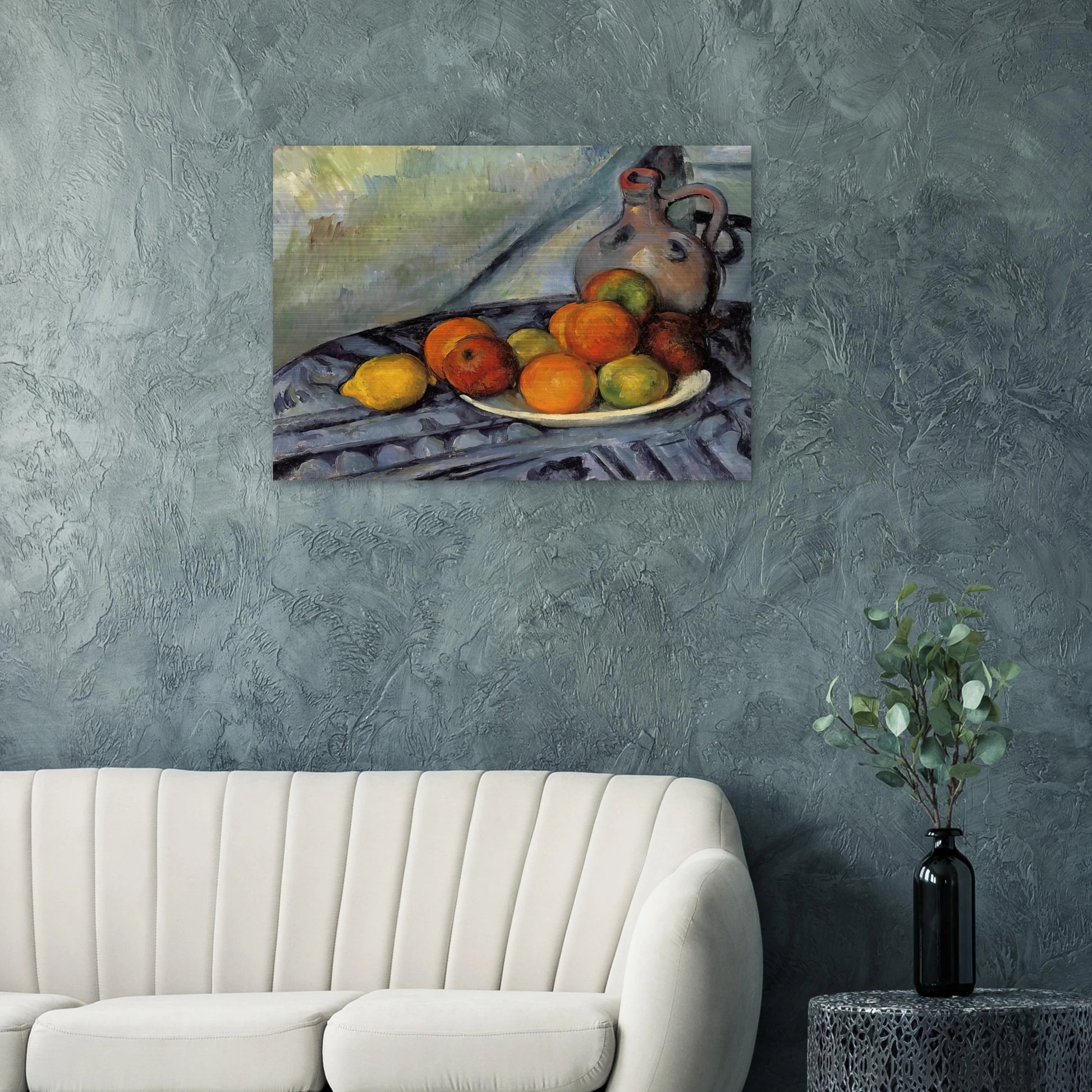 Fruit and Jug on a Table - Paul Cézanne Brushed Aluminum Print - 70x100 cm / 28x40 inches | Paul Cézanne Aluminum Print | Paul Cézanne Prints