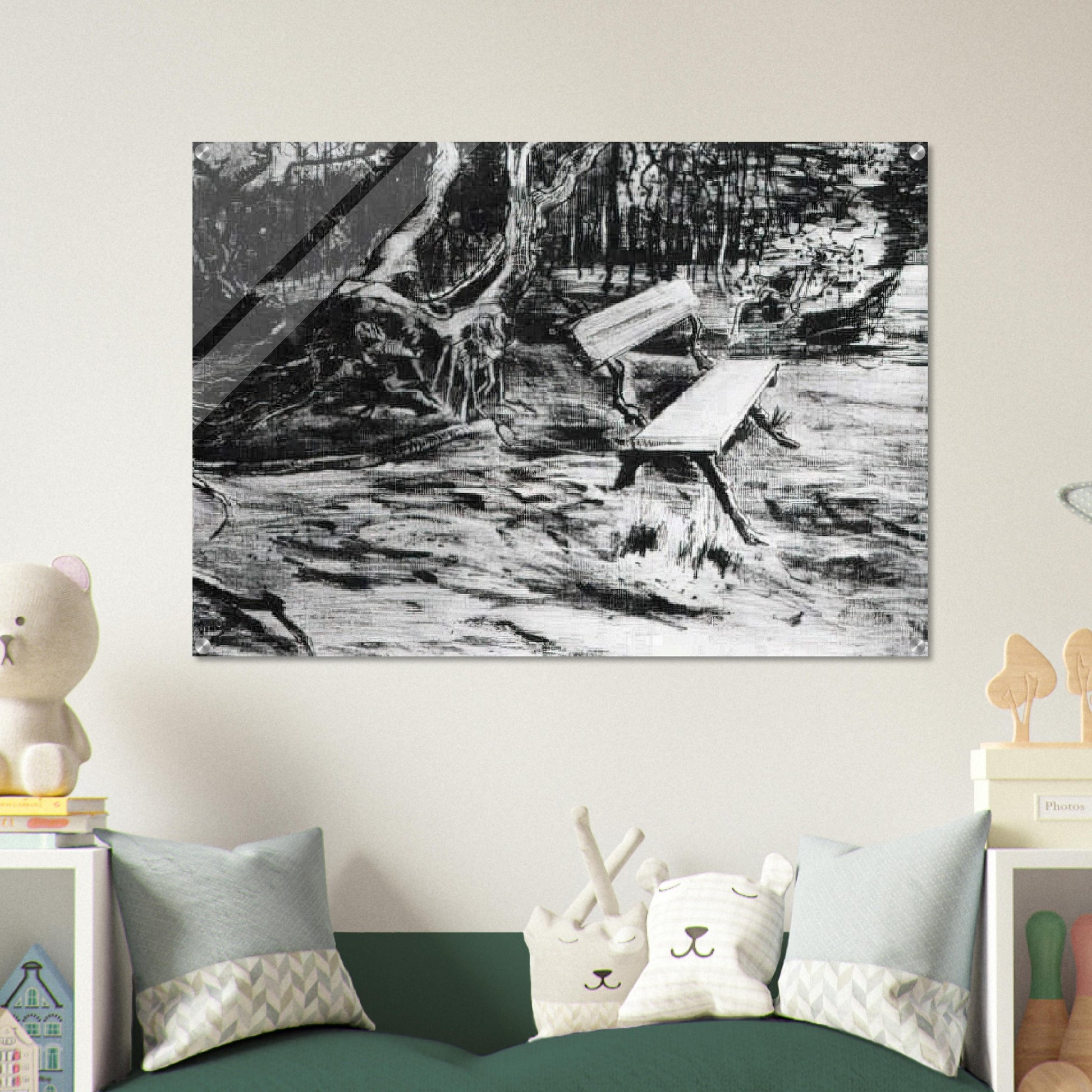 Bench in a Wood - Vincent van Gogh Acrylic Print - 70x100 cm / 28x40″ inches | Vincent van Gogh Wall Art | Vincent van Gogh Prints