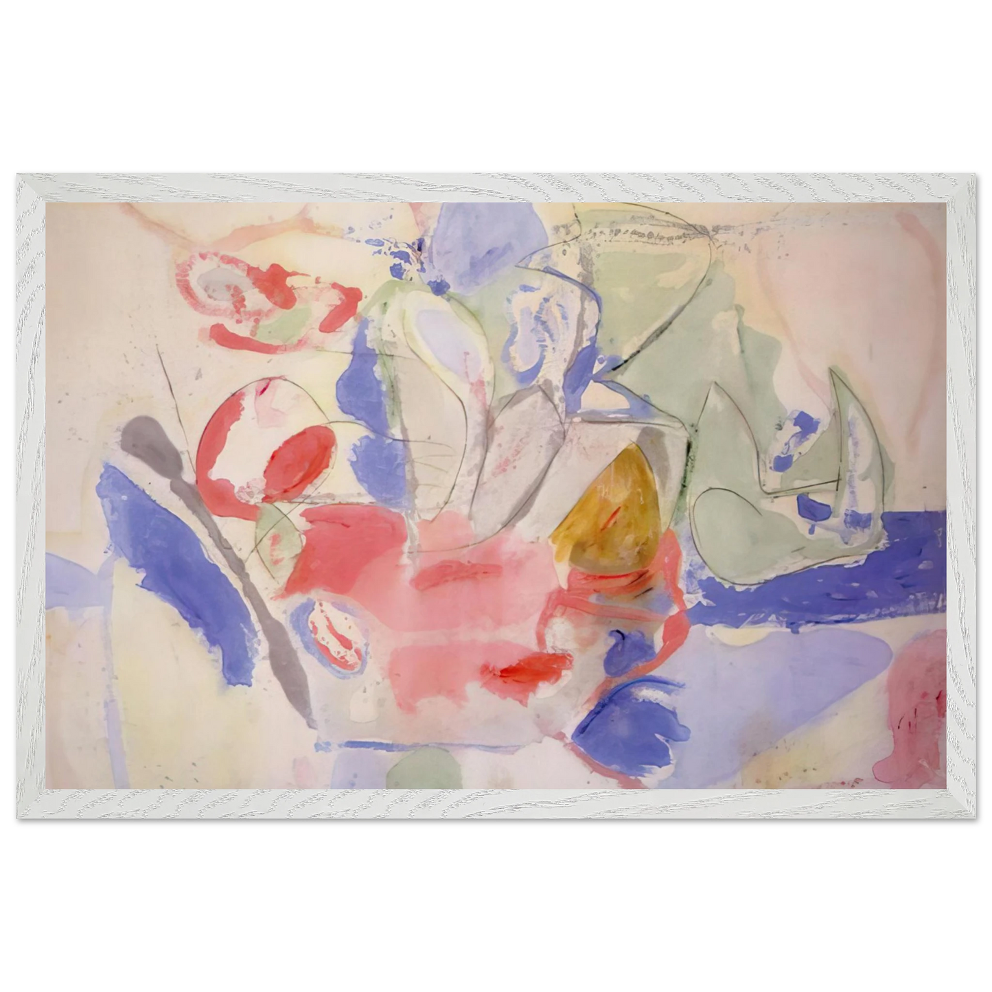 Helen Frankenthaler - Mountains and Sea - 1952 Wall art - 70x100 cm / 28x40 Inches - Premium Wooden Framed Poster With Fine Art Paper - White frame