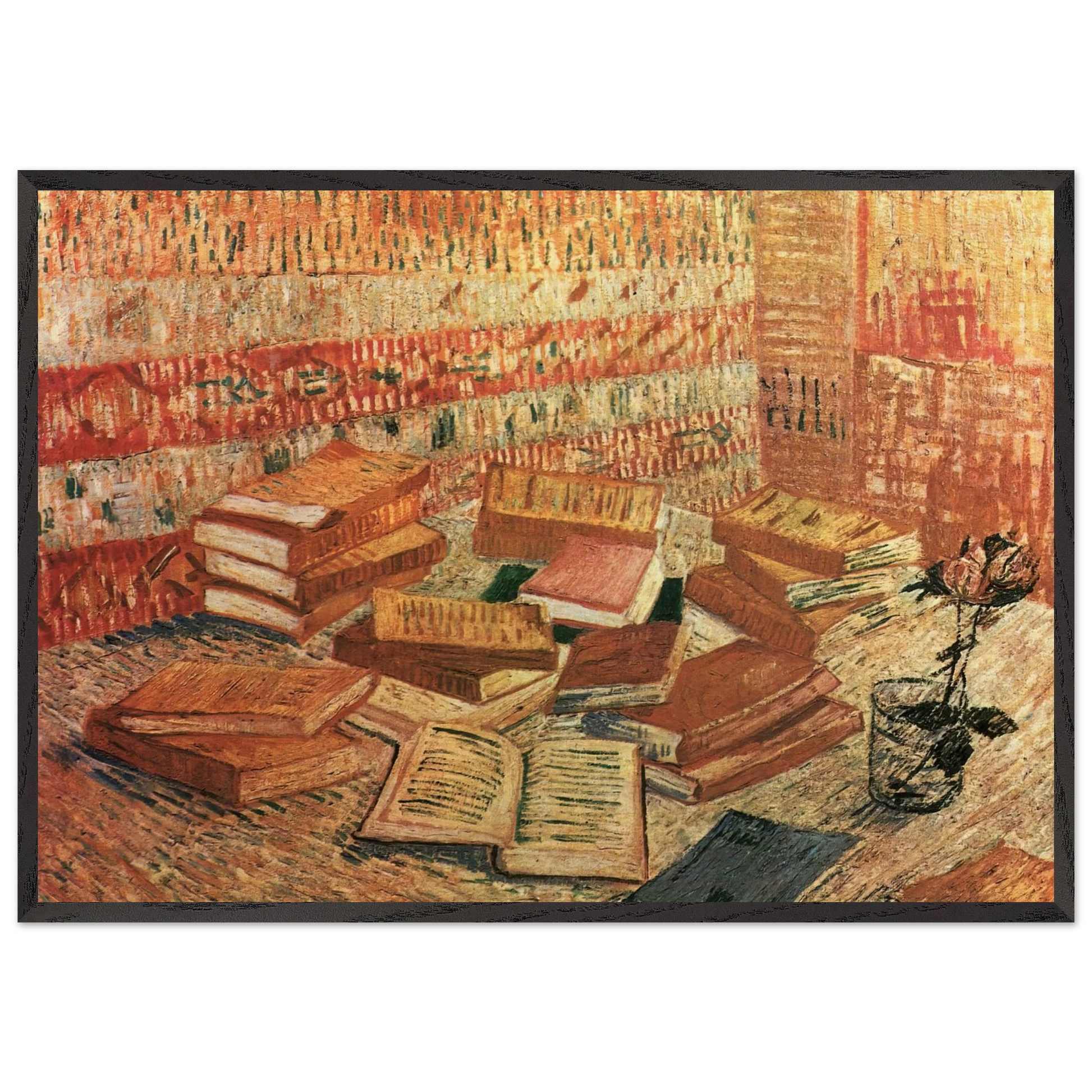 Still Life - French Novels and Rose - Vincent van Gogh Framed Art Print – Black Wooden Frame - Default Title - -Framed Art Print