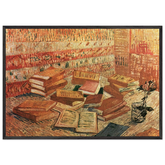 Still Life - French Novels and Rose - Vincent van Gogh Framed Art Print – Black Wooden Frame - Default Title - -Framed Art Print