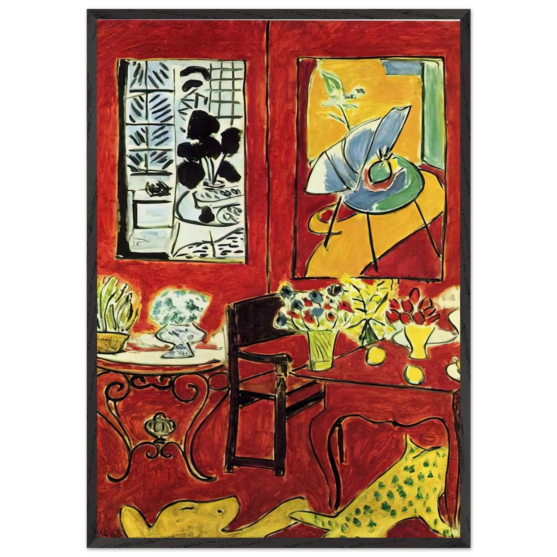 LARGE RED INTERIOR 1948 - Henri Matisse 70x100 cm / 28x40 inches Framed Art Print – Black Wooden Frame