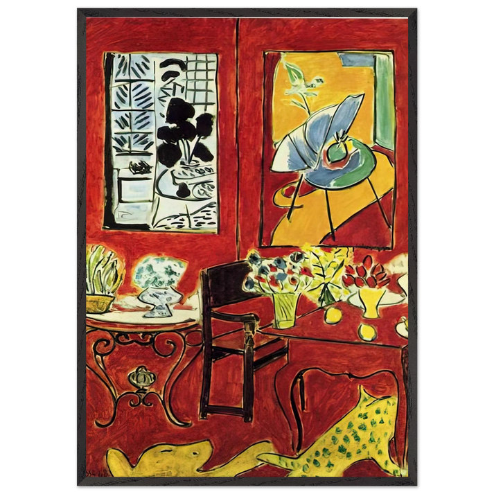 LARGE RED INTERIOR 1948 - Henri Matisse 70x100 cm / 28x40 inches Framed Art Print – Black Wooden Frame