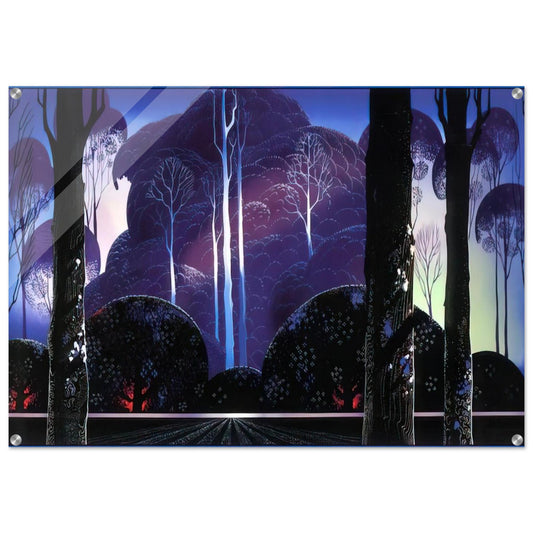 Purple Sunrise - Eyvind Earle Acrylic Print - 70x100 cm / 28x40″ inches | Eyvind Earle Wall Art | Eyvind Earle Prints
