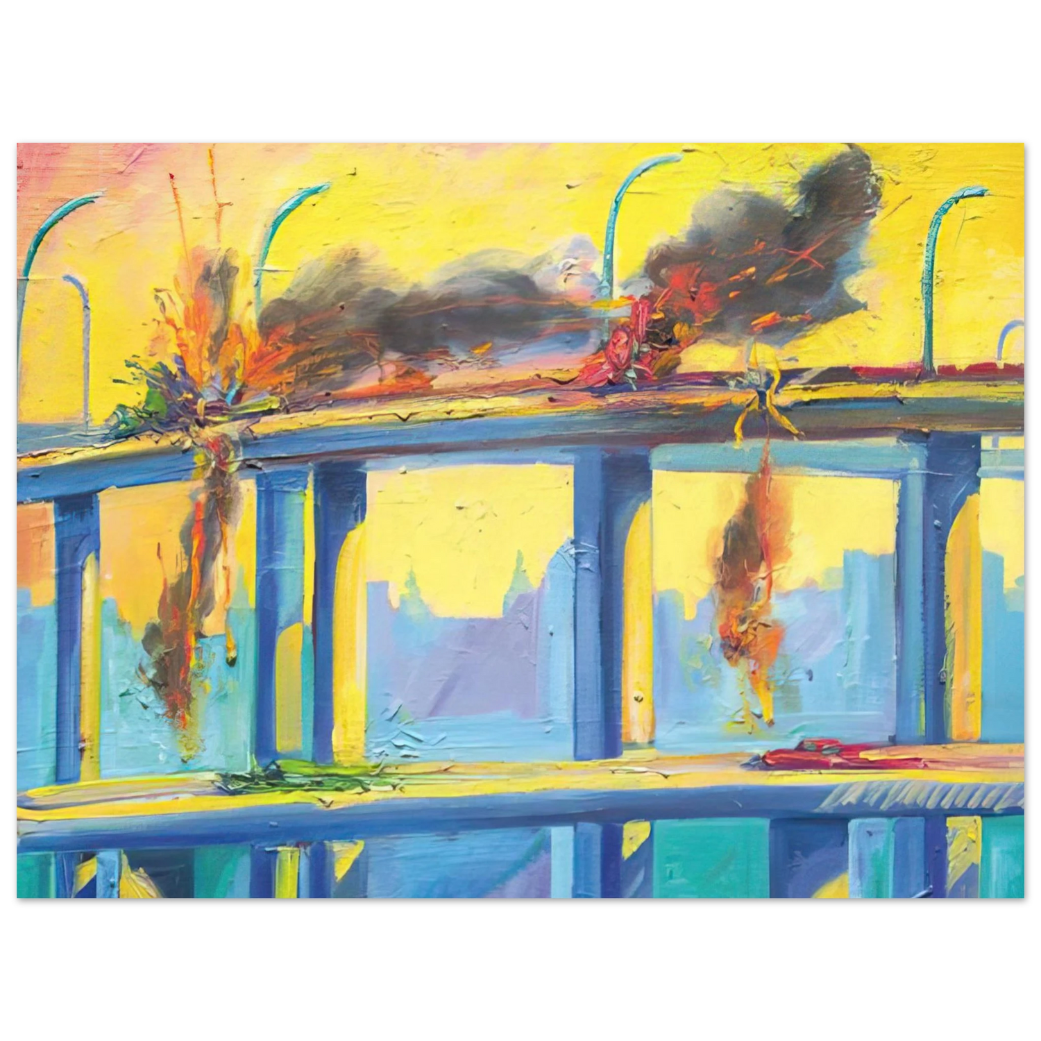 Carlos Almaraz - Sunset Crash - 1982 Fine Art Poster - Default Title