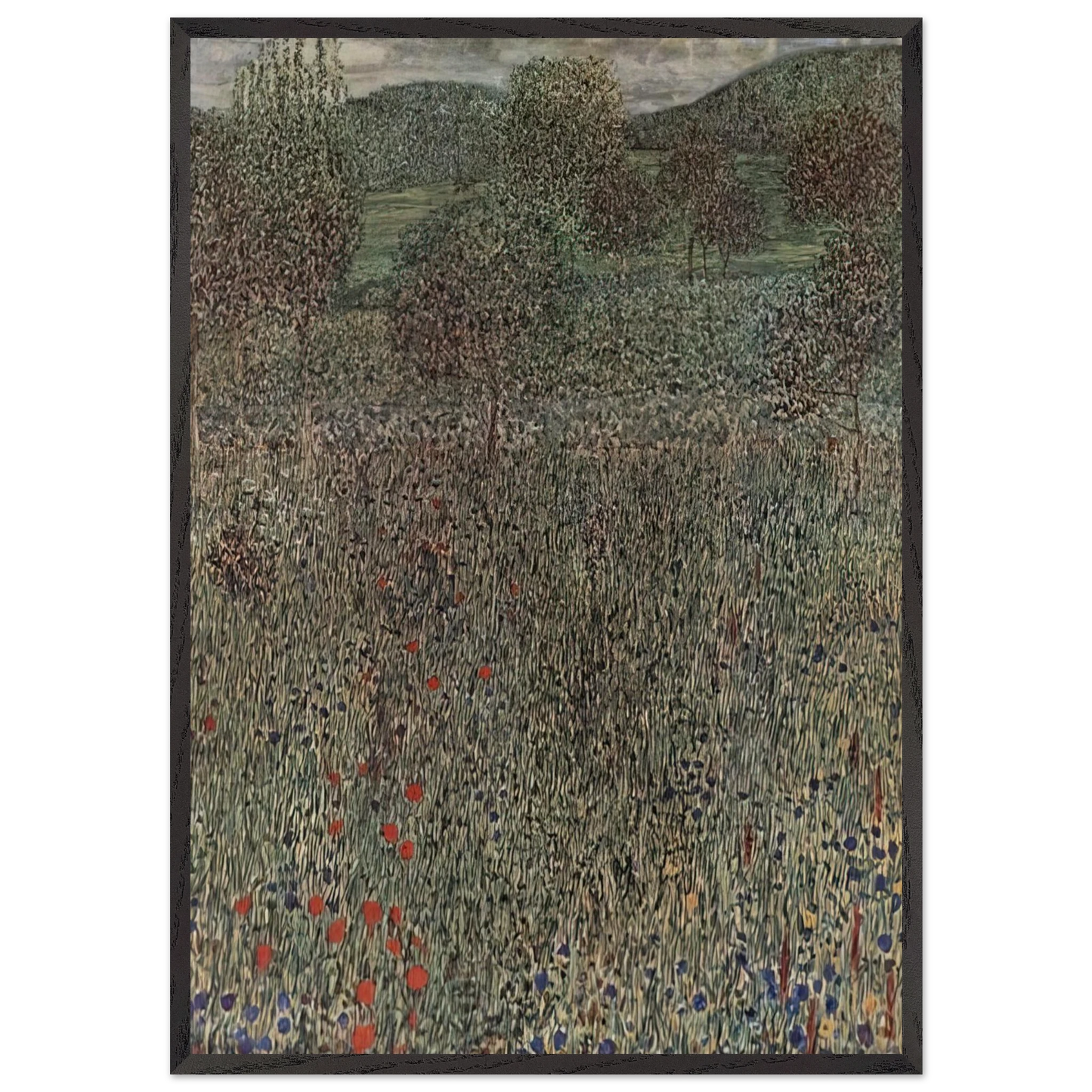 BLOOMING FIELD - Gustav Klimt Framed Art Print – Black Wooden Frame - Default Title - -Framed Art Print
