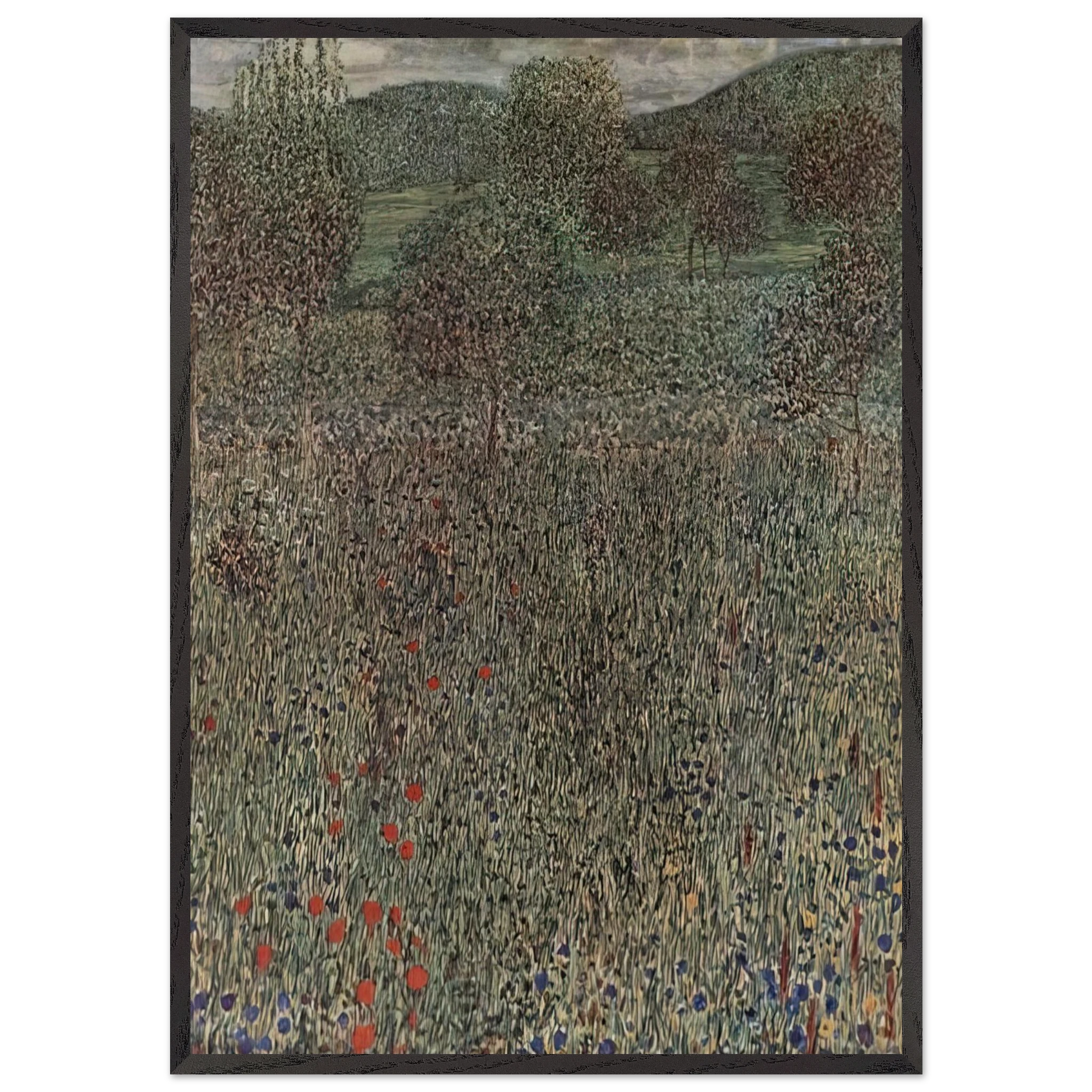 BLOOMING FIELD - Gustav Klimt Framed Art Print – Black Wooden Frame - Default Title - -Framed Art Print