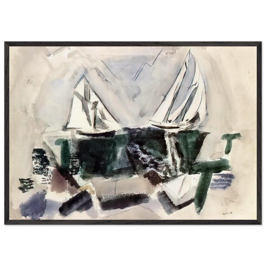 Schooner Yachts Deer Isle Maine - 1928 - John Marin Framed Art Print – Black Wooden Frame - Default Title - -Framed Art Print