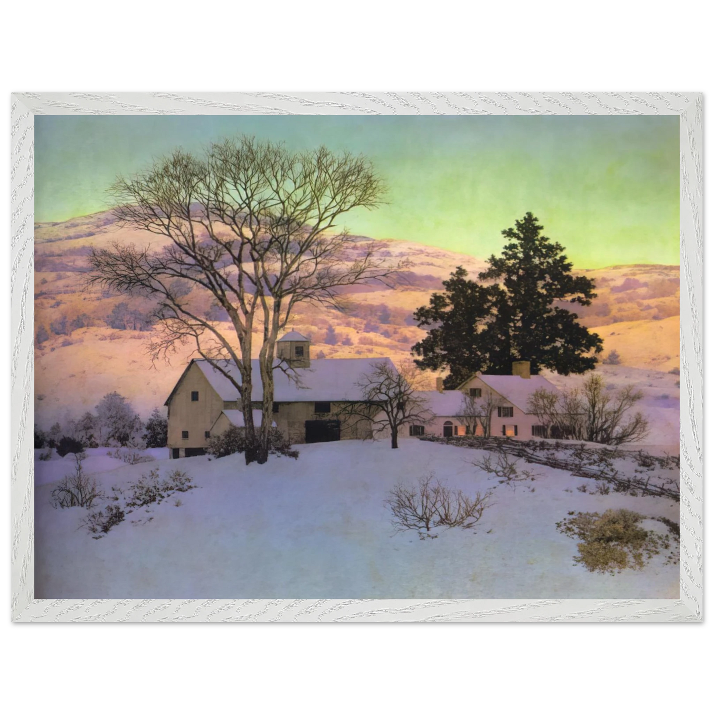 Maxfield Parrish - Afterglow Wall Art - 60x80 cm / 24x32 inches - Premium Wooden Framed Poster With Fine Art Paper - White frame