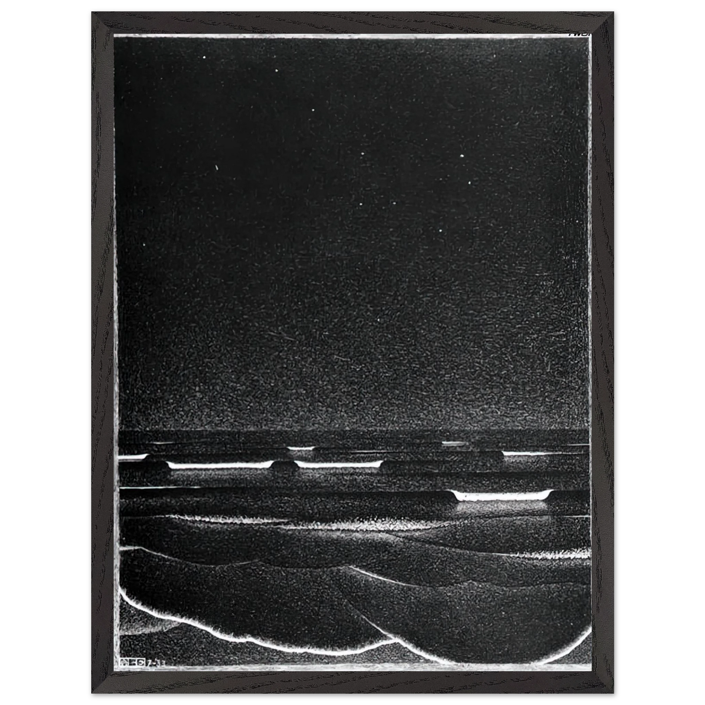 MC Escher - FLUORESCENT SEA Wall Art - 21x29.7 cm / 8x12" - Premium Wooden Framed Poster With Fine Art Paper - Wood frame