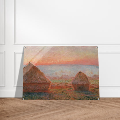 Haystacks at Giverny, the Evening Sun - claude monet Acrylic Print - 70x100 cm / 28x40″ inches | claude monet Wall Art | claude monet Prints