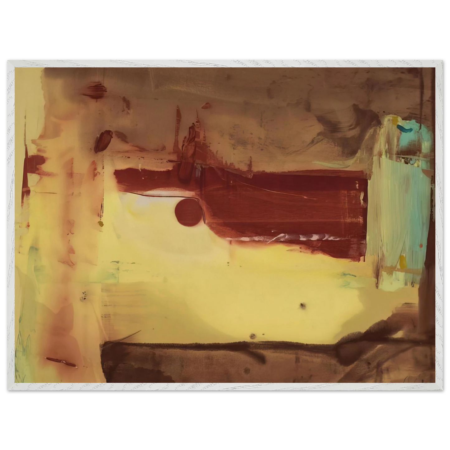 Helen Frankenthaler - Desert Pass - 1976 Wall art - 28x43  cm / XL (11x17 inches) - Premium Wooden Framed Poster With Fine Art Paper - White frame