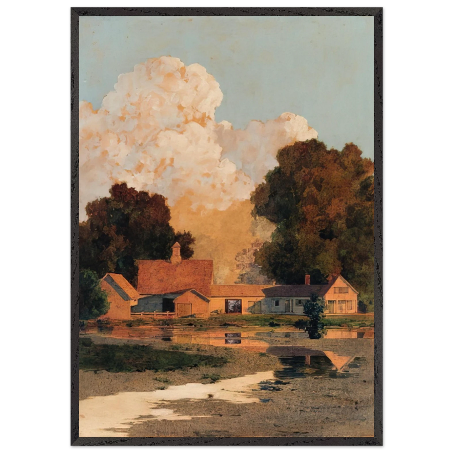 Daniels Farm Summer - Maxfield Parrish Framed Art Print – Black Wooden Frame - Default Title - -Framed Art Print