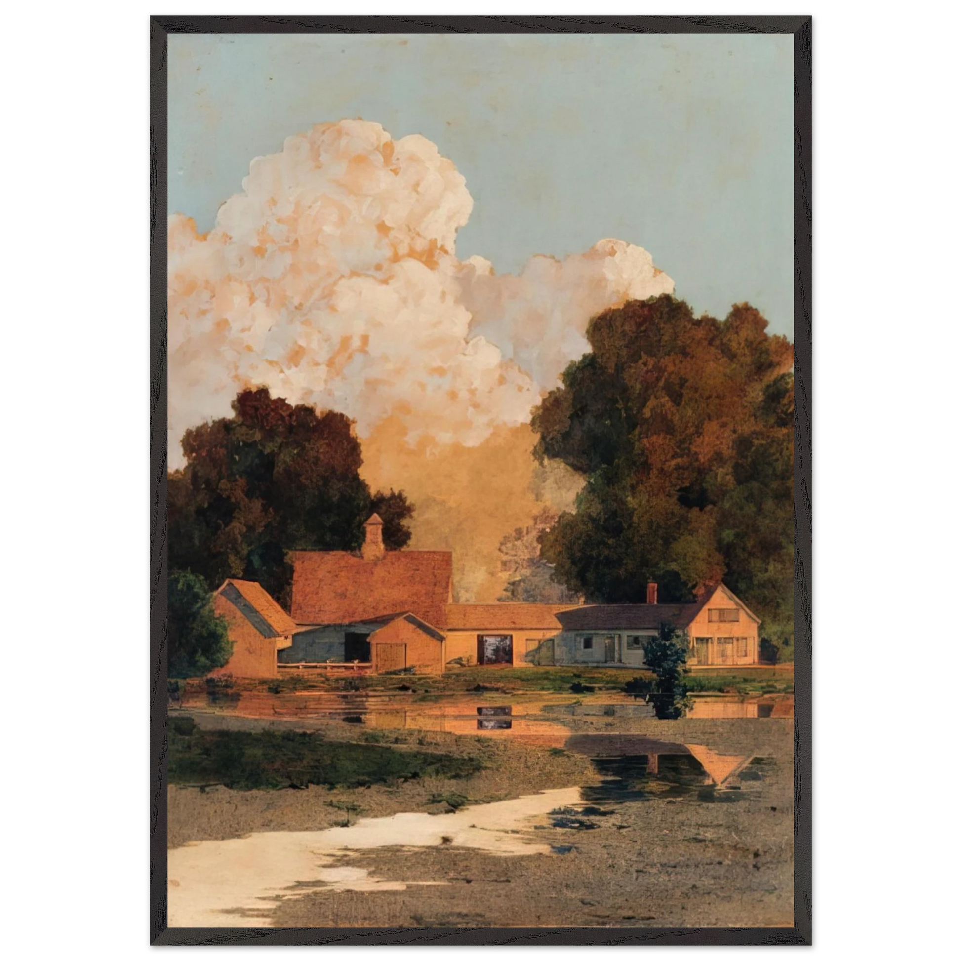 Daniels Farm Summer - Maxfield Parrish Framed Art Print – Black Wooden Frame - Default Title - -Framed Art Print