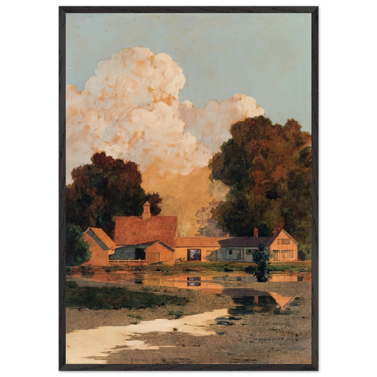 Daniels Farm Summer - Maxfield Parrish Framed Art Print – Black Wooden Frame - Default Title - -Framed Art Print