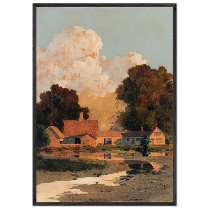 Daniels Farm Summer - Maxfield Parrish 70x100 cm / 28x40 inches Framed Art Print – Black Wooden Frame