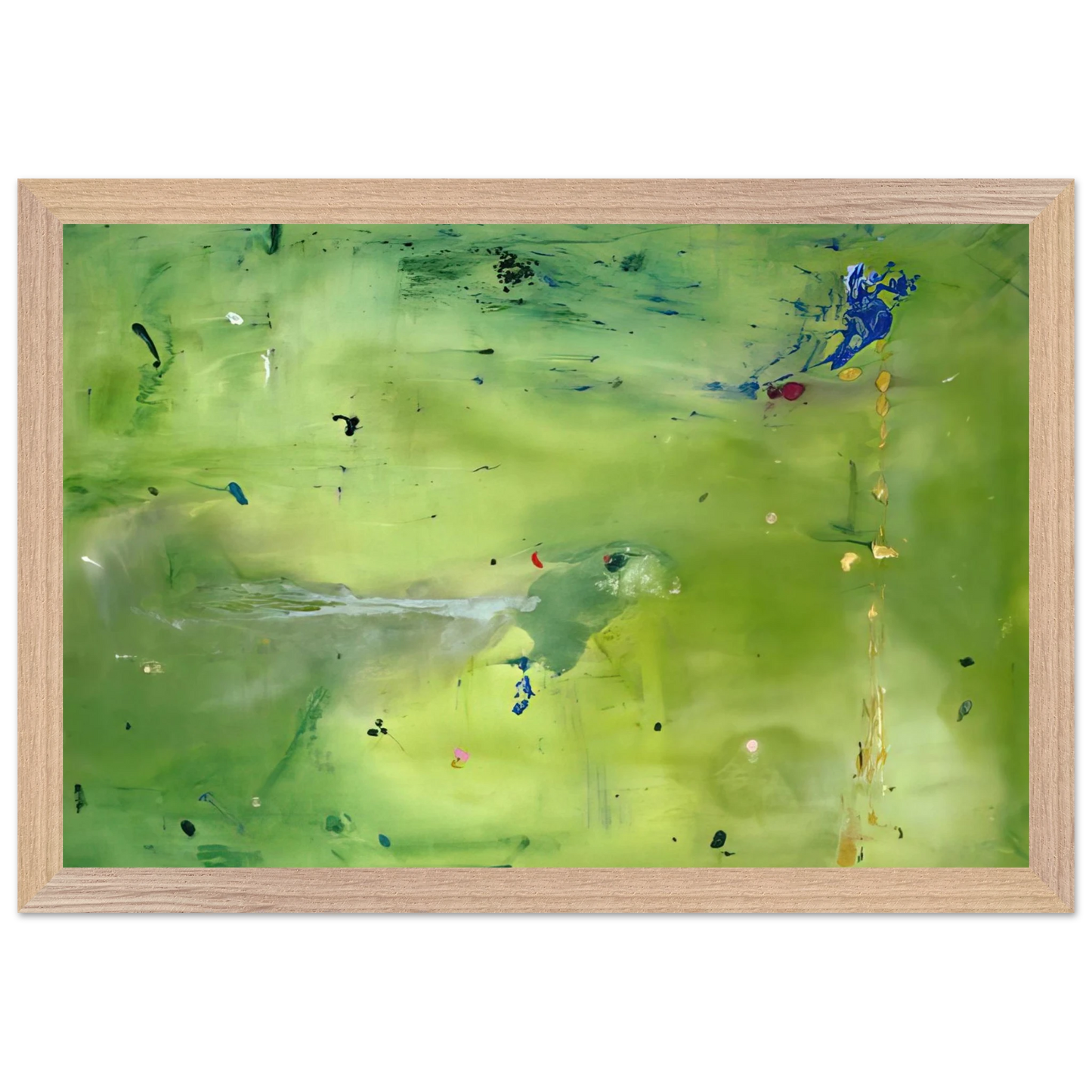 Helen Frankenthaler - A Green Thought in a Green Shade - 1981 Wall art - 21x29.7 cm / 8x12" - Premium Wooden Framed Poster With Fine Art Paper - Wood frame